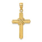 14K Beaded -X- Center Design Cross Charm