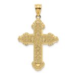 14K Flower Center Scroll Cross Charm