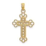 14K Textured and Cut-Out with Rope Frame Block Cross Charm