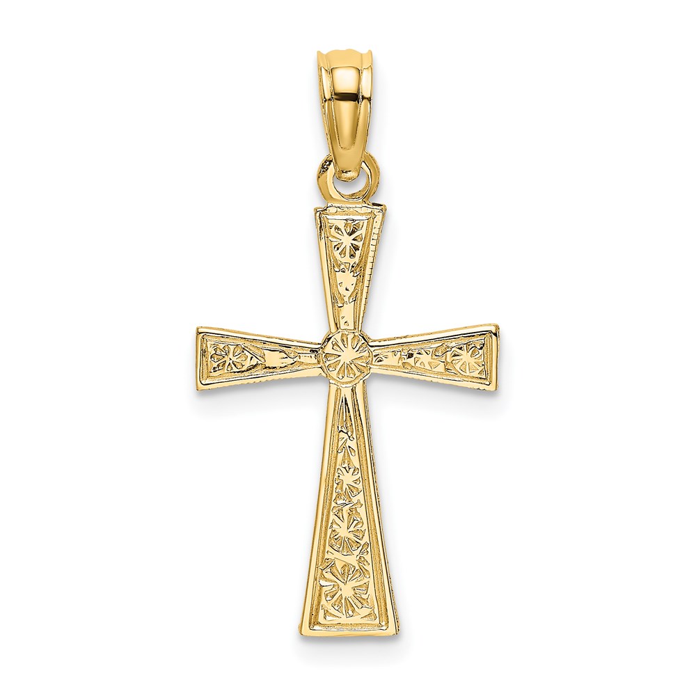 K8408.jpg 14K Textured Cross with Flared Tips Charm - Image 1