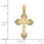 14K Polished and Textured Fancy Cross Charm - Image 3