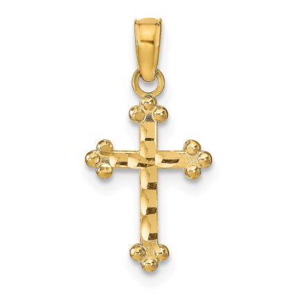 14k Diamond-cut Cross Pendant