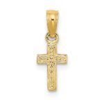 14K Polished and Textured Mini Cross Charm