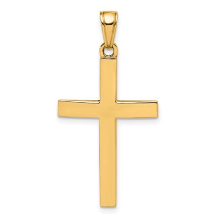 14K Polished Beveled Cross Charm