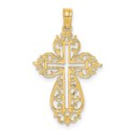 14K Cut-Out Scroll Framed Cross Charm