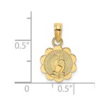 14K Praying Hands and Cross On Scalloped Round Disc Charm - Image 3
