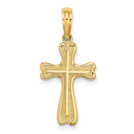 14K Cross with Textured Heart Edges Design Charm