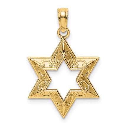 14k Textured Star of David Pendant