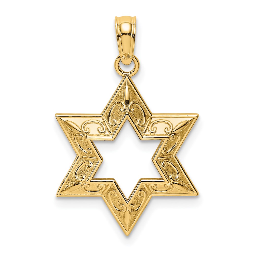K8453.jpg 14k Textured Star of David Pendant - Image 1