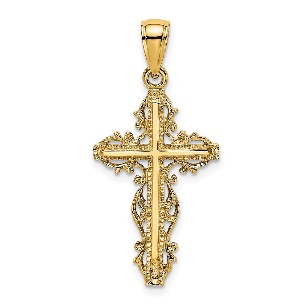K8457.jpg 14K Cross with Lace Trim Charm - Image 1