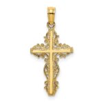 14K Stick Cross with Lace Trim Charm