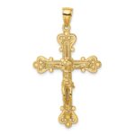 14K Textured Crucifix Charm