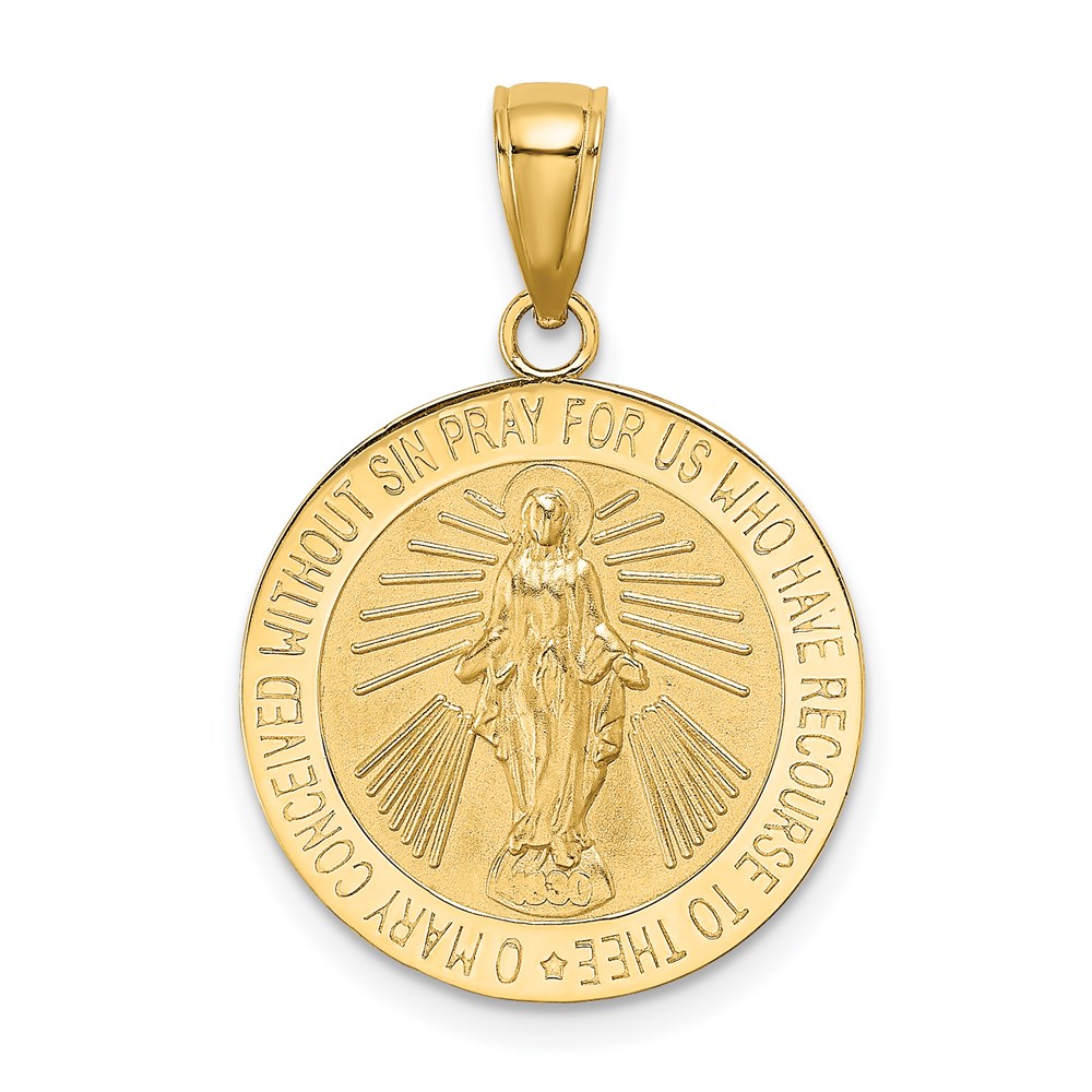 K8487.jpg 14K Polished and Satin Miraculous Medal Round Charm - Image 1