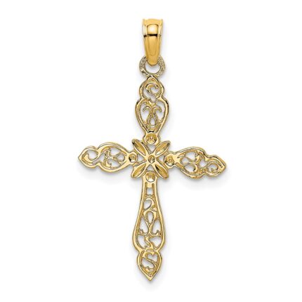 14K Polished and Cut-Out Cross Charm