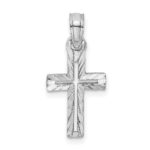 14K White Gold Cut-out Diamond-cut Cross Charm