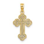14K Lacey Center Budded Cross Charm - Image 4