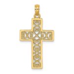 14K Polished Square Cross with Heart Design Charm