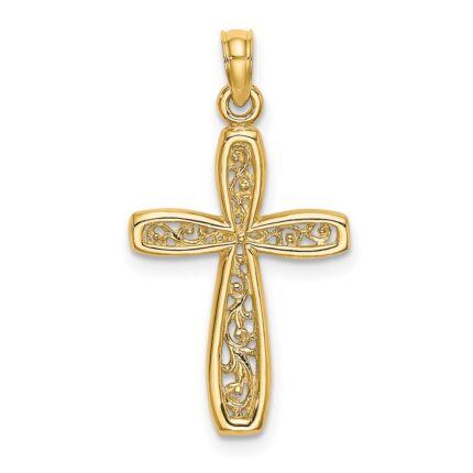 14K Cross with Filigree Center Charm