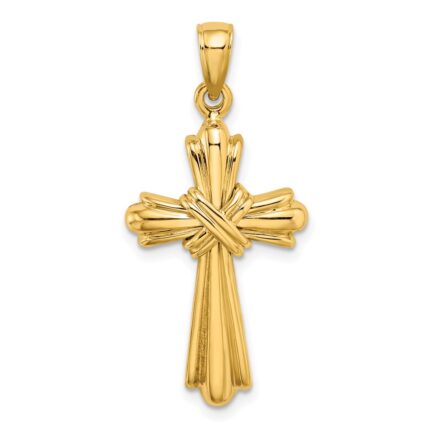 14K Polished -X- Center Cross Charm