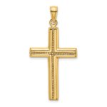 14K Polished Beaded Cross Charm