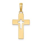14K Polished Cut-Out Cross Charm