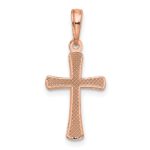 10K Rose Gold Polished Beveled Cross w/ Round Tips Charm - Image 3