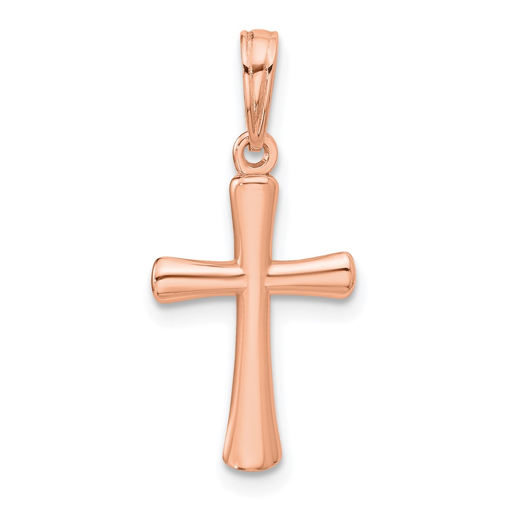 K8524R.jpg 10K Rose Gold Polished Beveled Cross w/ Round Tips Charm - Image 1