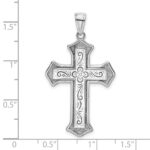 14K White Gold 2-D Filigree Center Block Cross Charm - Image 3