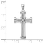 14k White Gold Polished -X- Center Cross Pendant - Image 3