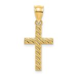 14K Beaded and Polished Cross Charm