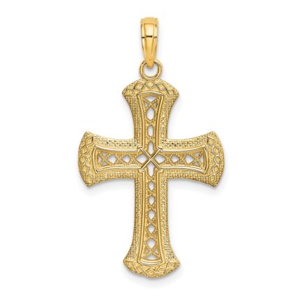 14K Textured and Cut-Out Cross Charm