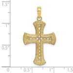 14K Textured and Cut-Out Cross Charm - Image 3