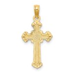 14K Textured Leaves On Edges Cross Charm - Image 4