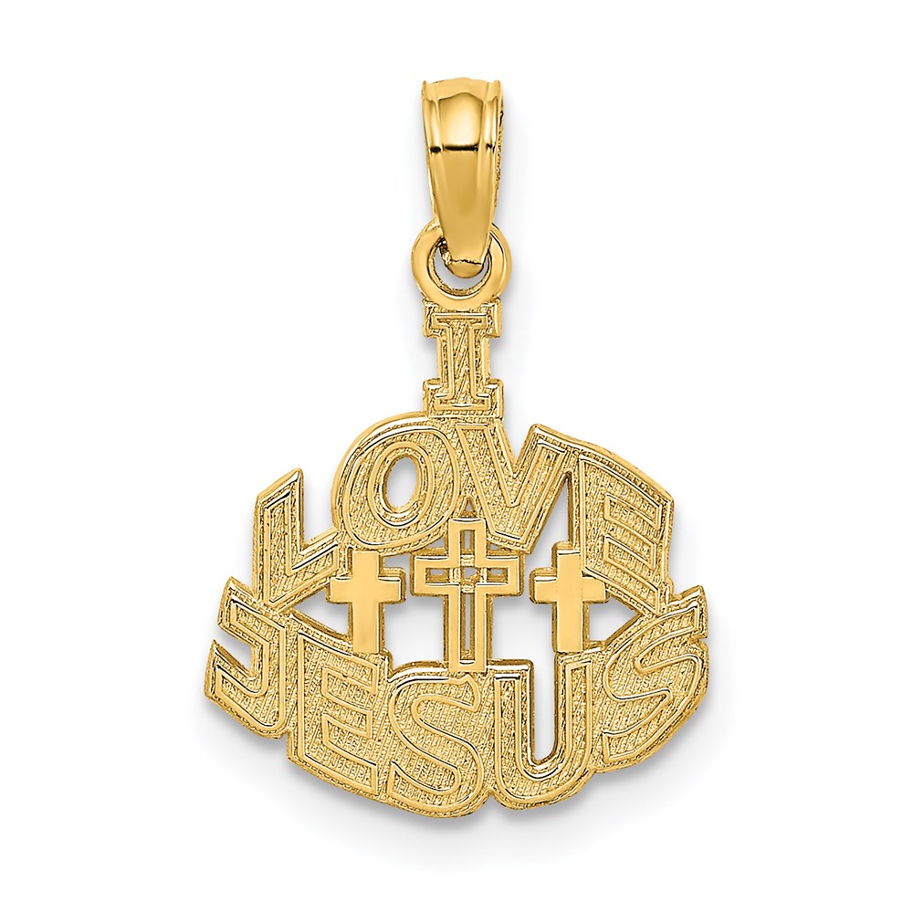 K8557.jpg 14K I LOVE JESUS with Crosses Charm - Image 1