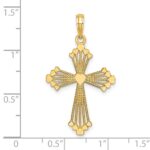 14K Cut-Out Stripes Cross with Heart Charm - Image 3