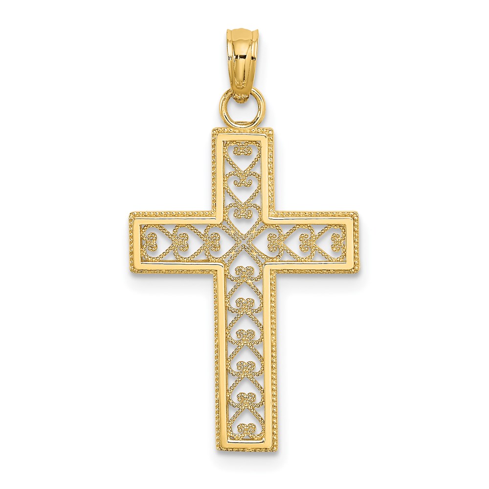 K8568.jpg 14K Filigree Beaded Outline Cross Charm - Image 1