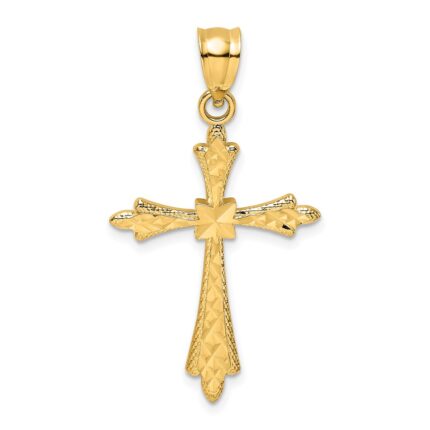 14K Diamond-cut Cross with Fancy Edges Charm