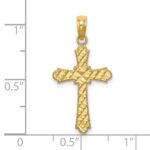 14K Diamond-cut Striped Cross Charm - Image 3