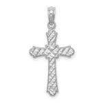 14K White Gold Diamond-cut Striped Cross Charm