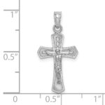 14K White Gold Crucifix with Beveled Edges Charm - Image 3