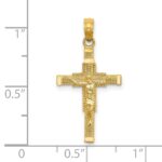 14K Beaded Accent Cross Behind Crucifix Charm - Image 3