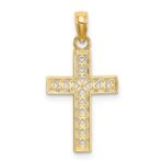 14K Diamond-cut Edge and Filigree Center Cross Charm - Image 4