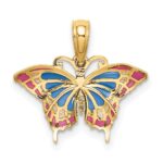 14K Small Enameled Blue and Red Butterfly Charm - Image 4