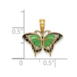 14K Small Green Enameled Butterfly Charm - Image 3