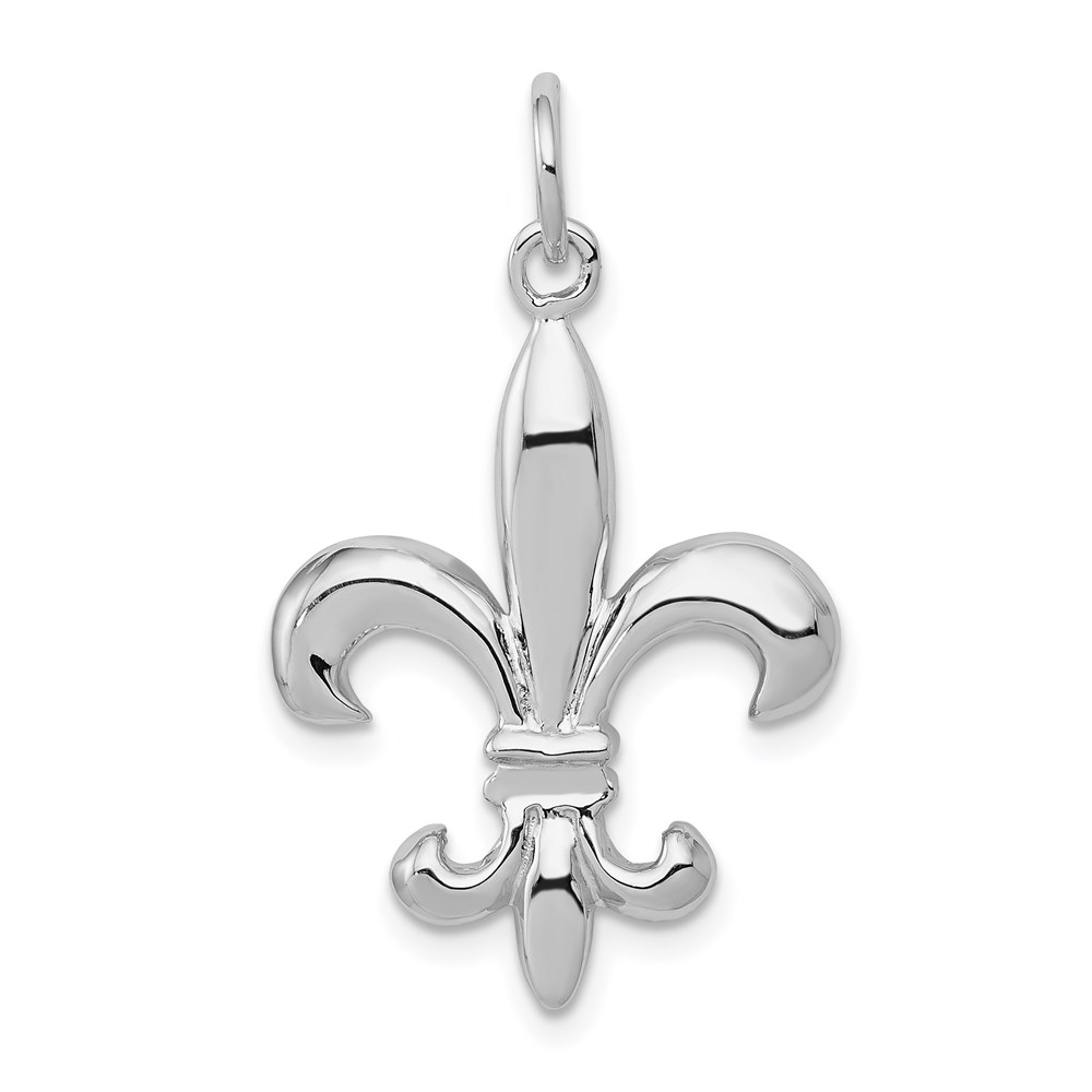 K861.jpg 14k White Gold Solid Polished 3-D Fleur de Lis Charm - Image 1