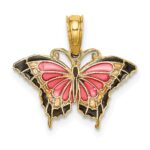 14K Small Enameled Pink Butterfly Charm