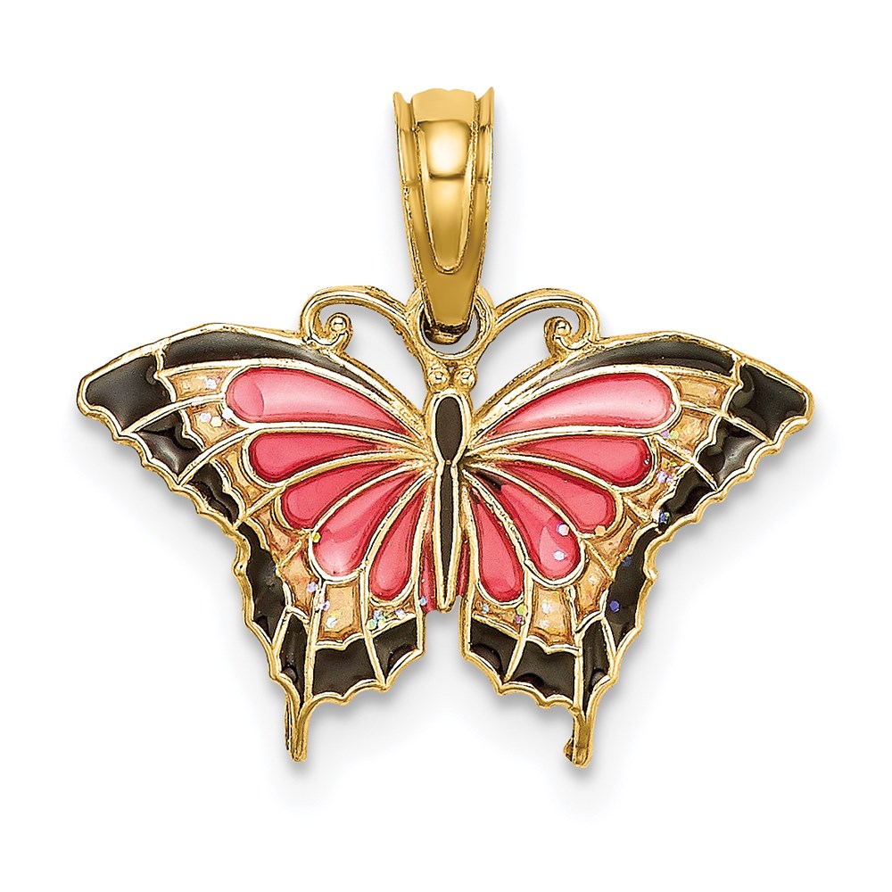 K8610.jpg 14K Small Enameled Pink Butterfly Charm - Image 1