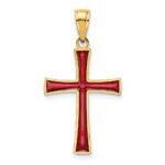 14K Red Enameled Cross Charm