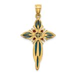 14K Blue and Red Enameled Cross Charm - Image 4