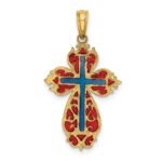 14K Blue and Red Enameled Cross Charm - Image 4